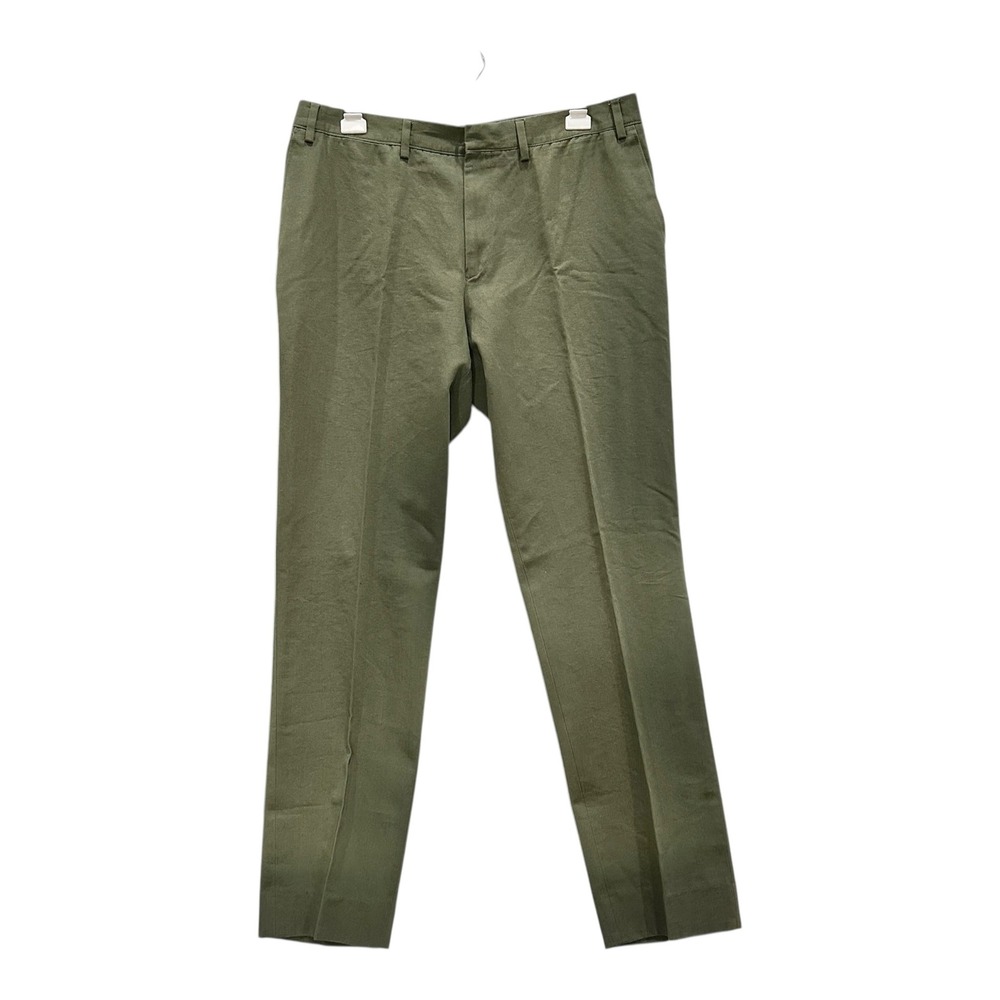 Seize sur Vingt Mens Olive Green Cotton Twill Straight Leg Trousers Size 48 EU